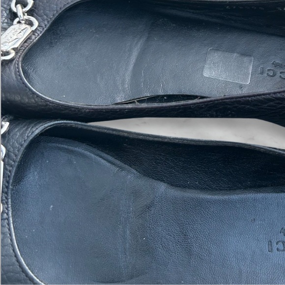 Gucci Black Leather Cellarius Silver Hardware Ballet Flats Sz 35 5 / 5.5 - Picture 10 of 15